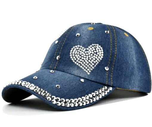 Basebollkeps Denim Rhinestone Decor 2 Hearts - Bild 2