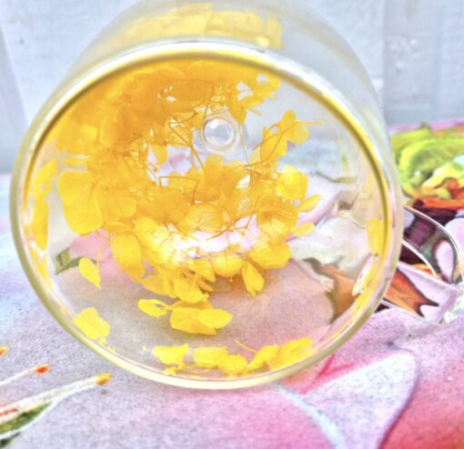 Glas Mugg Dubbelväggad Med Blommor Gul - Bild 2
