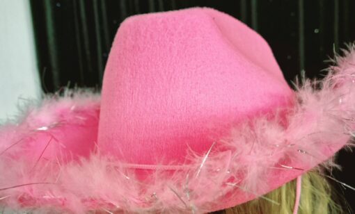 Cowboyhatt Med Glittrande Päls Rosa