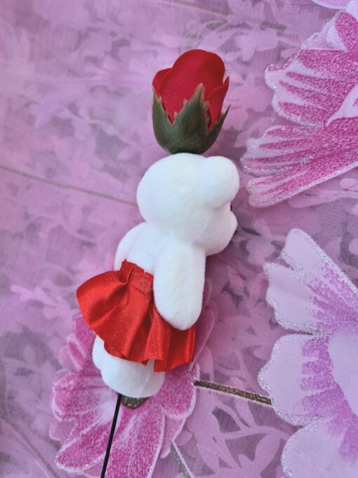 Romantisk Teddybjörn Med Konstblomma Röd - Bild 4