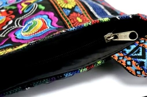 Vintage Broderad Tofs Tote Messenger Förvaringsväska - Bild 5