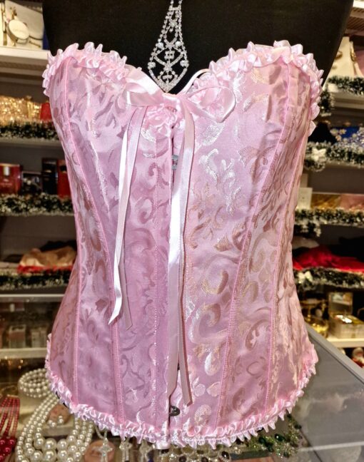 Elegant Jacquard Korsett Topp Rosa Size L