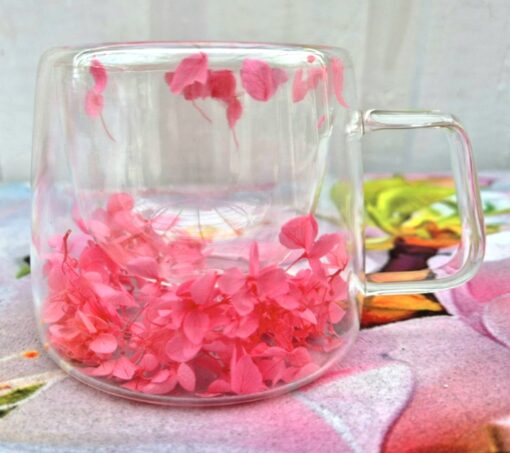 Glas Mugg Dubbelväggad Med Blommor Pink - Bild 4