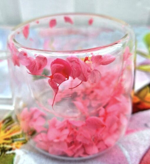 Glas Mugg Dubbelväggad Med Blommor Pink - Bild 3